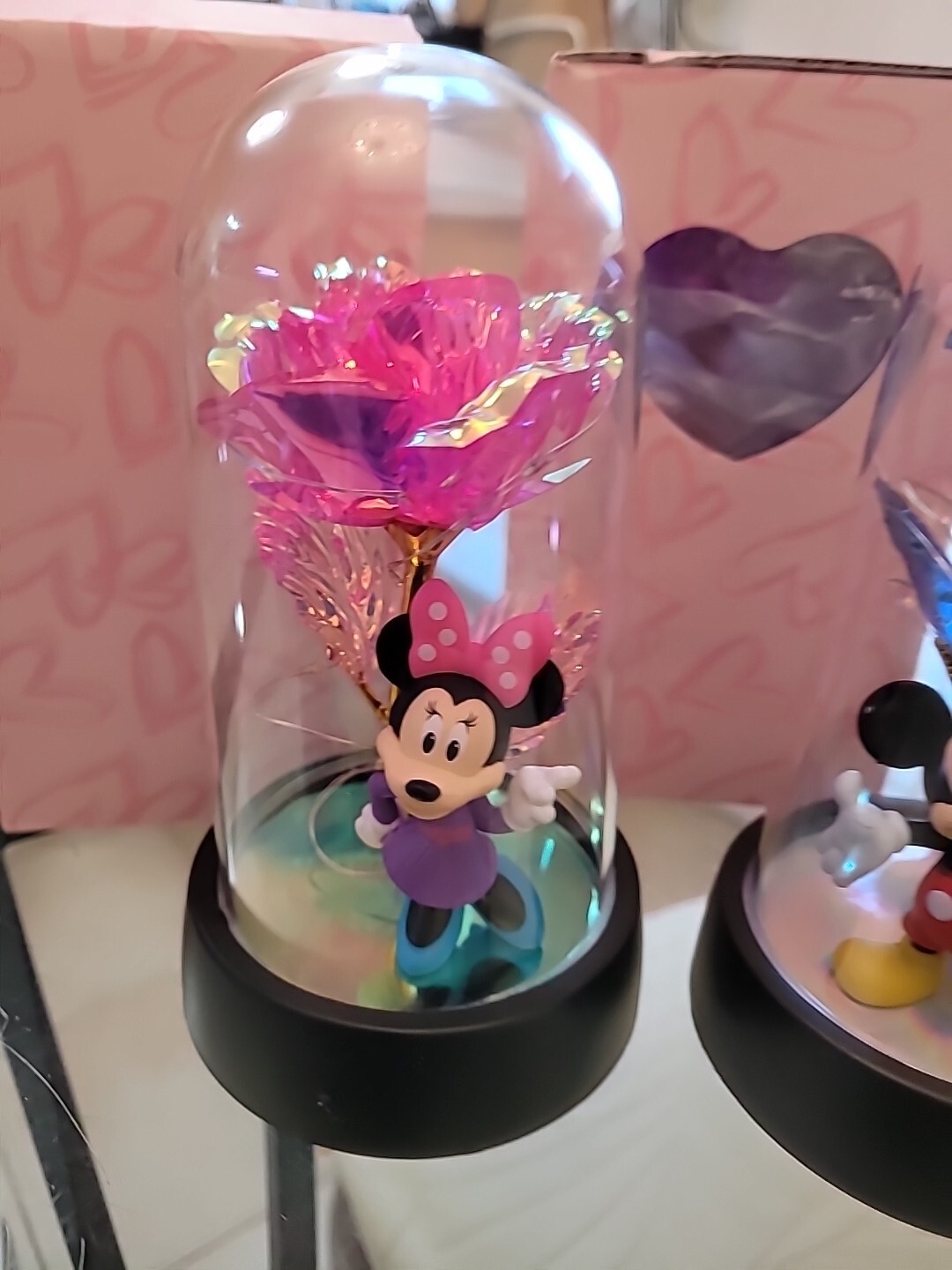 3 Rose LED Light Foi Crystal Flowers With Mickey &Friend Valentine’s Day Gift