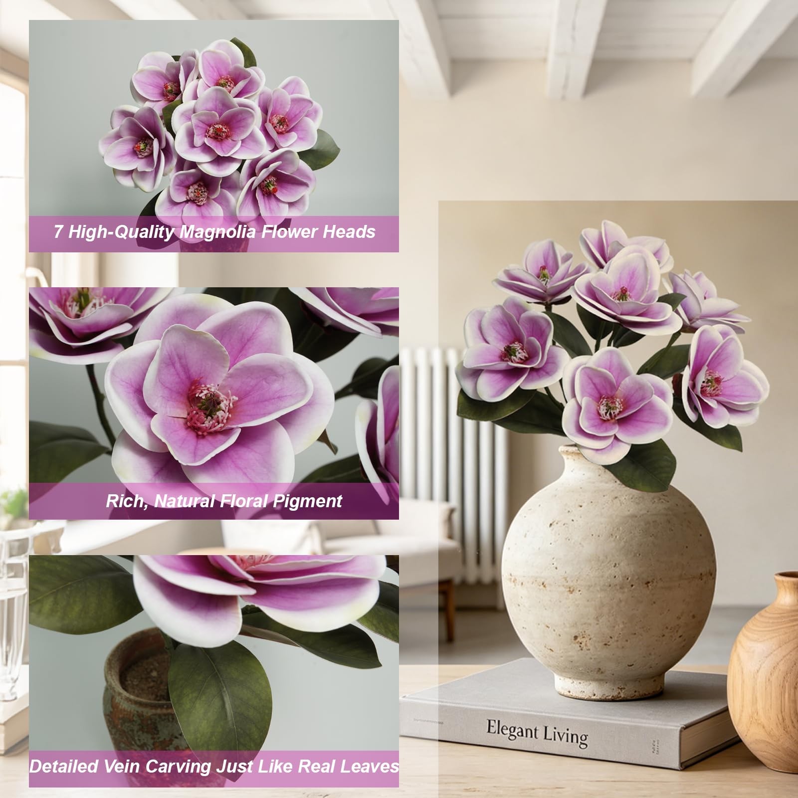 Artificial Magnolia Flowers, Real Touch Magnolia Stems
