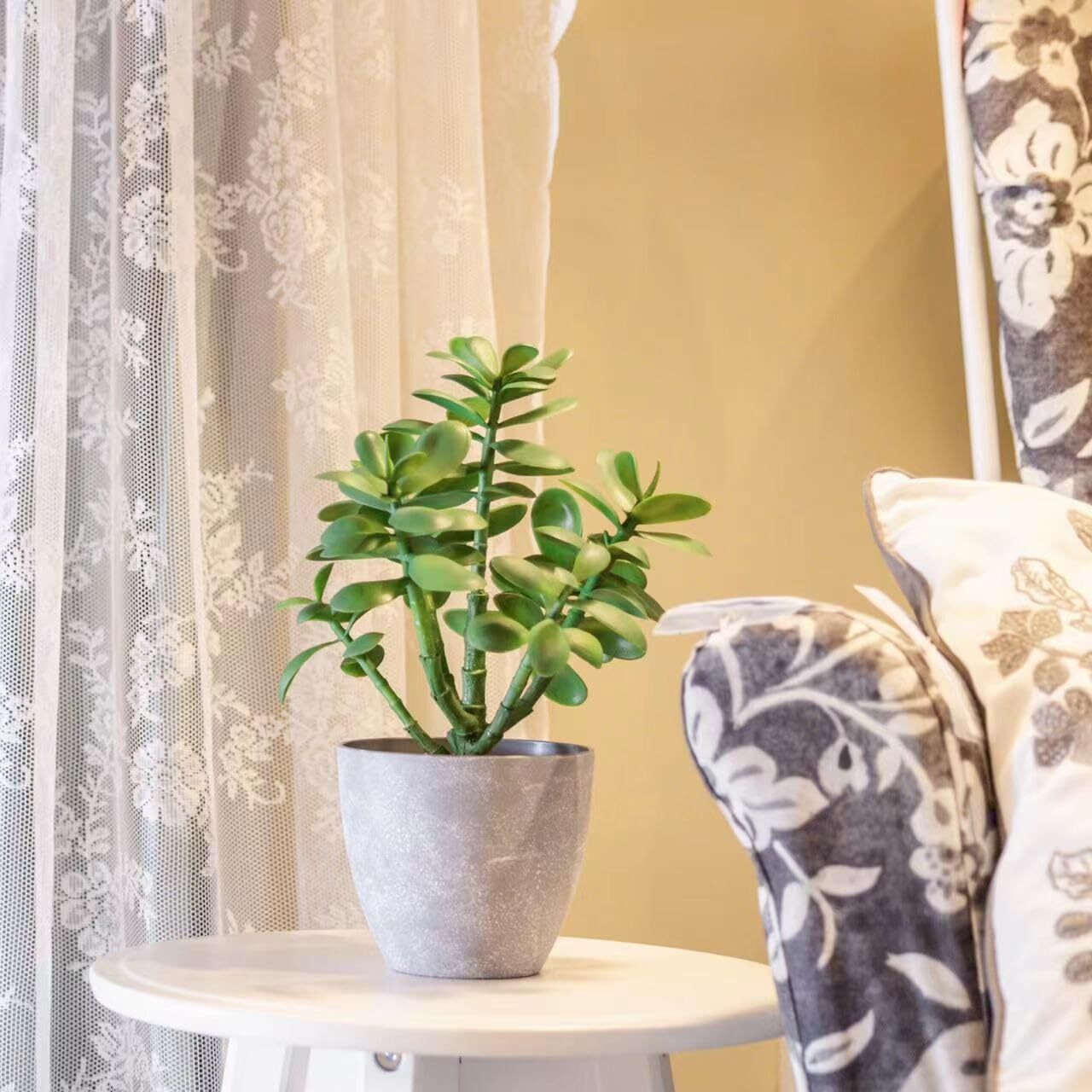 Artificial Potted Jade Plant 12 inch Luxury Faux Succulent Money Tree