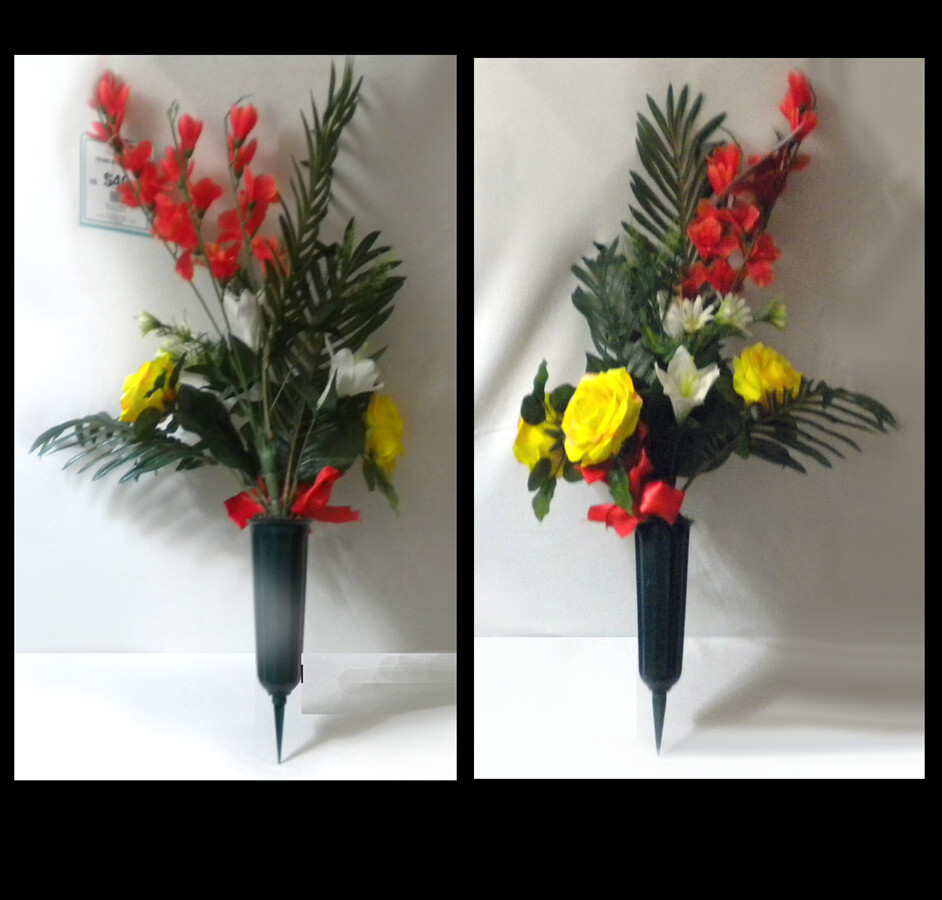 4 Bright Pink, Yellow, Red & Blue Artificial Cloth Floral Bouquet Sets New