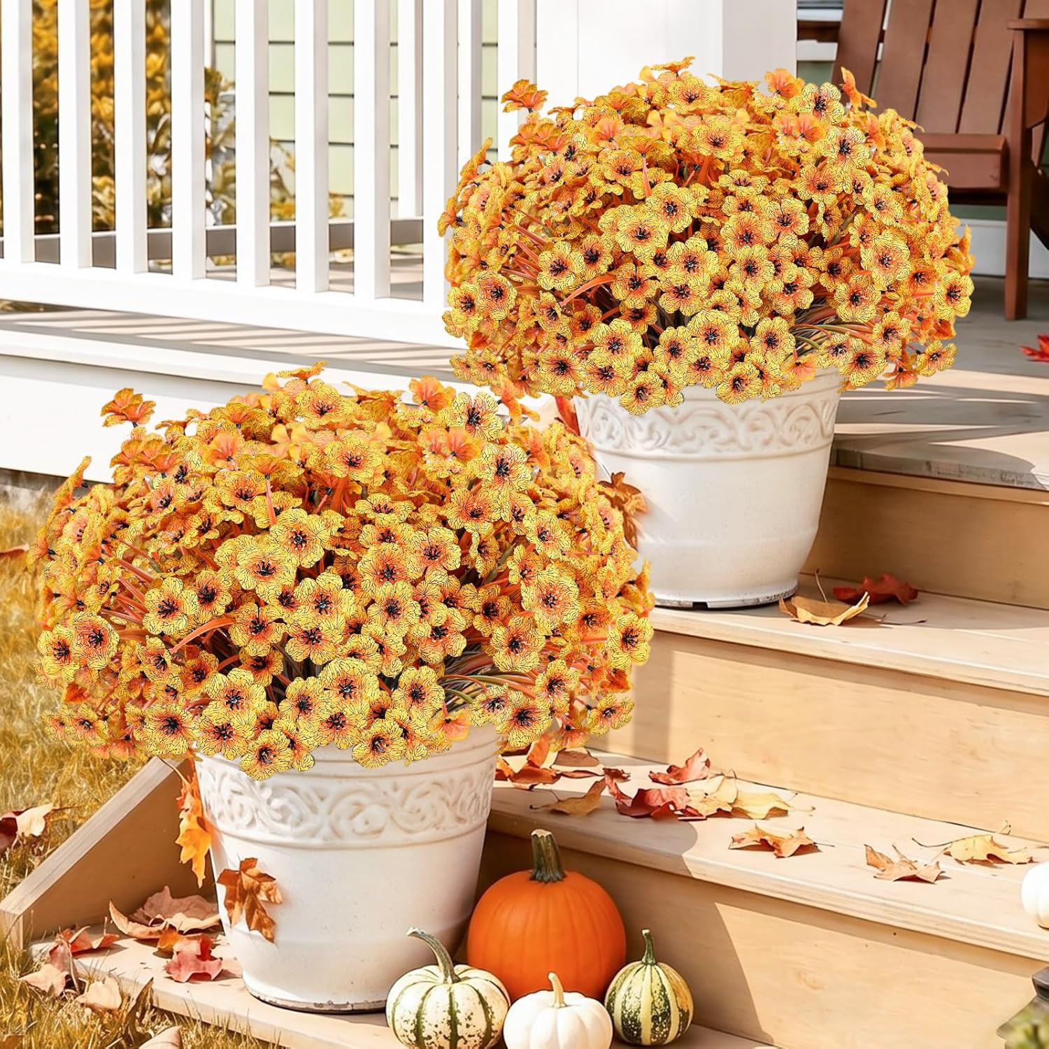 22 Pack Artificial Flowers Outdoor Fake Plants, Faux Flowers UV Resistant