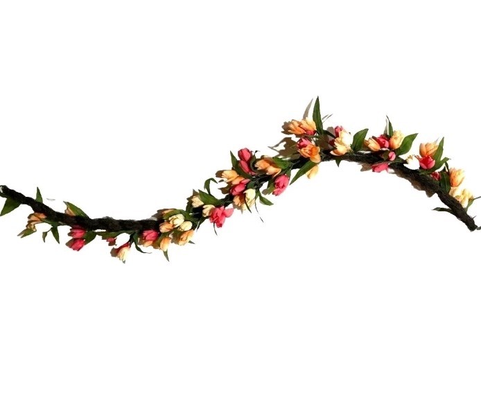 Bloom Room 6 Feet Spring Floral Tulip Garland Silk Flowers NEW – $40 Retail