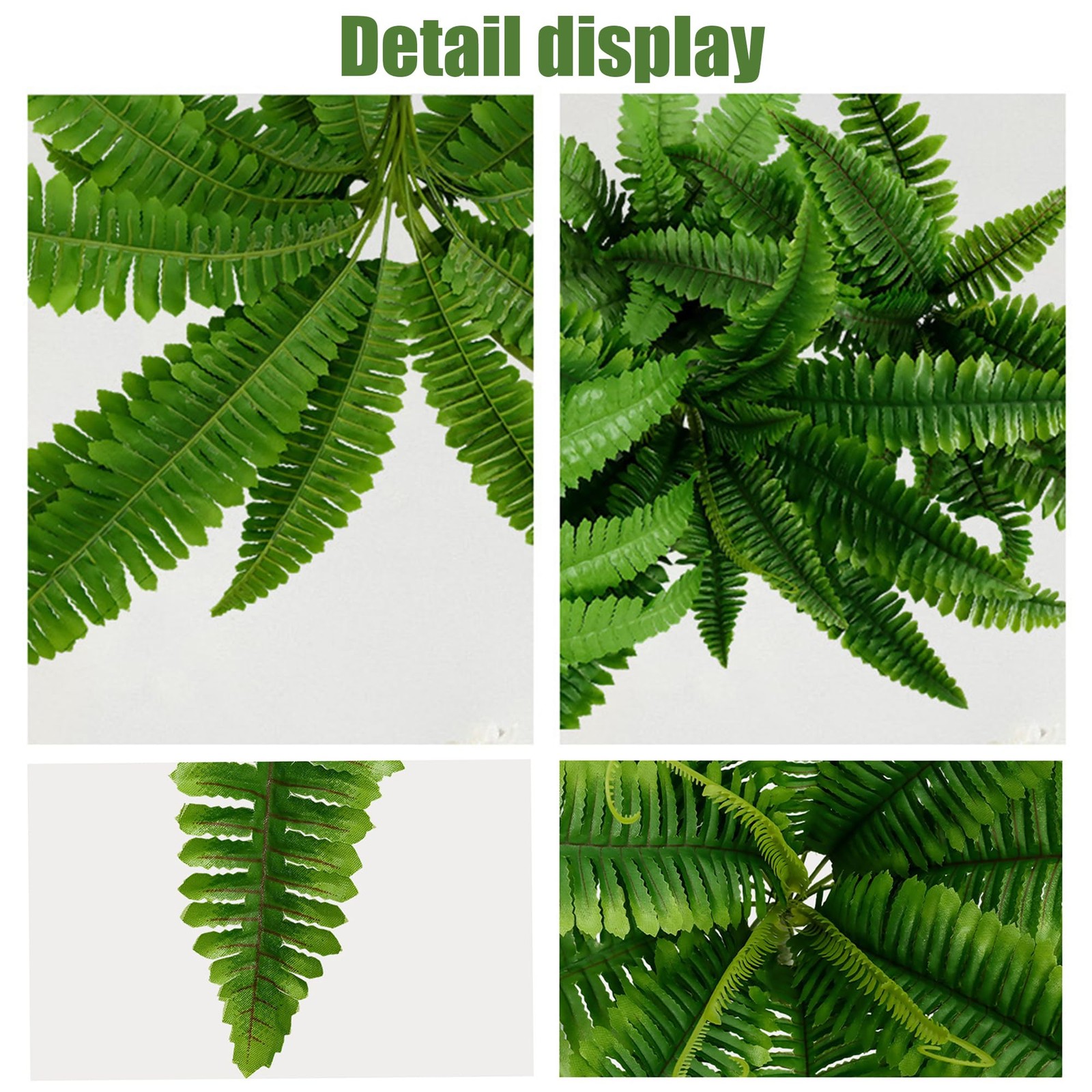 20″ Artificial Boston Ferns, Large Fake Ferns Bush Plants, 4 Artificial Bosto…