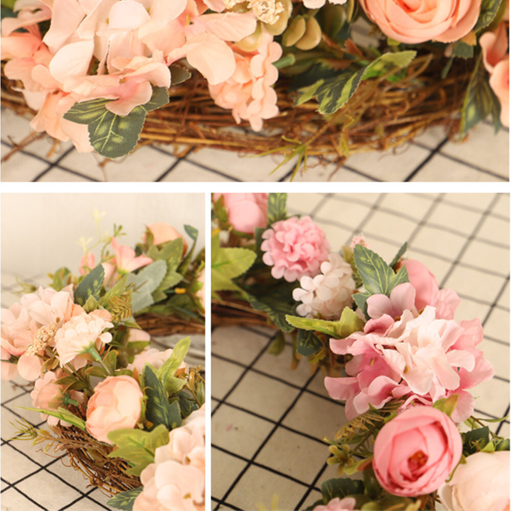 Home Decoration Door Spring Summer Garden Wreath 40cm 16″ Artificial Rose Wreath