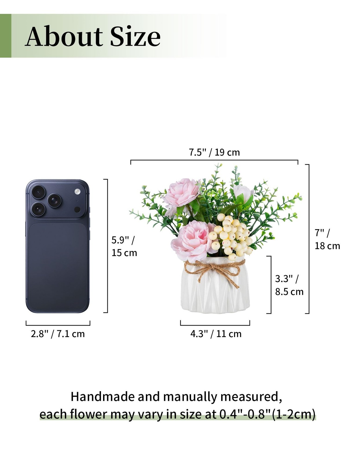 BLOSMON Table Decor Artificial Flowers Vase Small Fake Pink Flower Arrangement 2