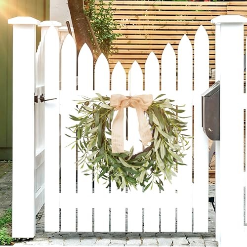 20.87 Inch Artificial Olive Wreaths for Front Door, Real Touch Green Leaf 2pcs