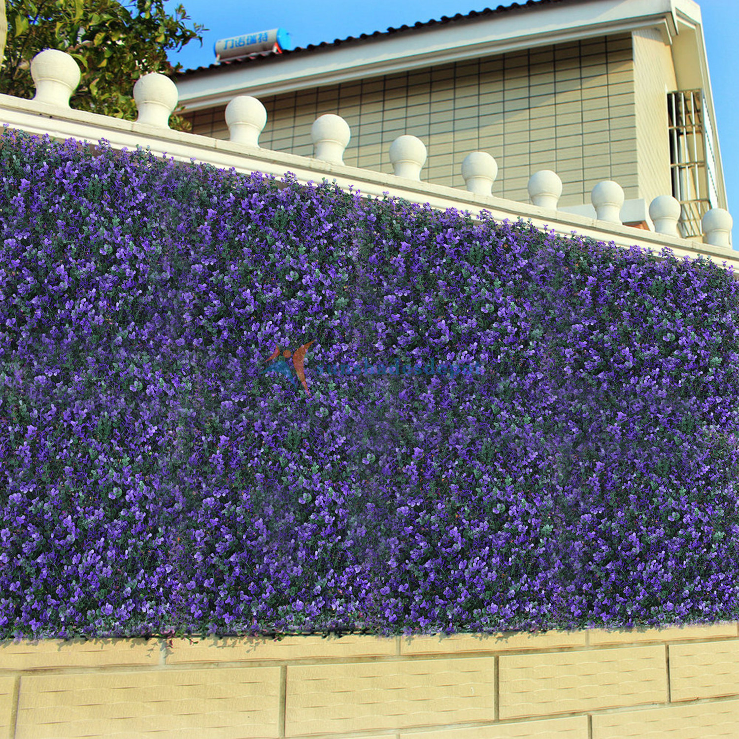 20” Artificial Hedge Faux Purple Lavender Leaves Fence Screen Panel Wall Decor