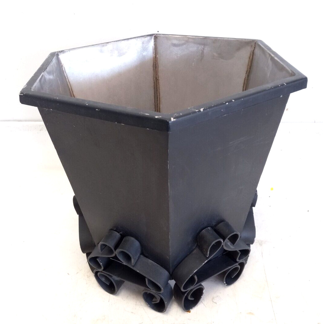 Black Hexagon Metal Flower Planter Fancy Scroll Work Base/Feet, Silver liner