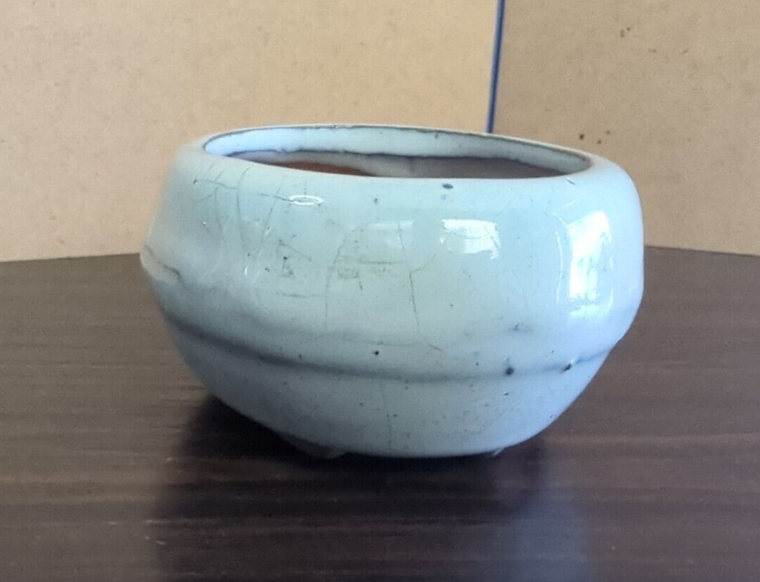 Bonsai Dish, Minty Blue Glazed, Stoneware, Handmade, Planter