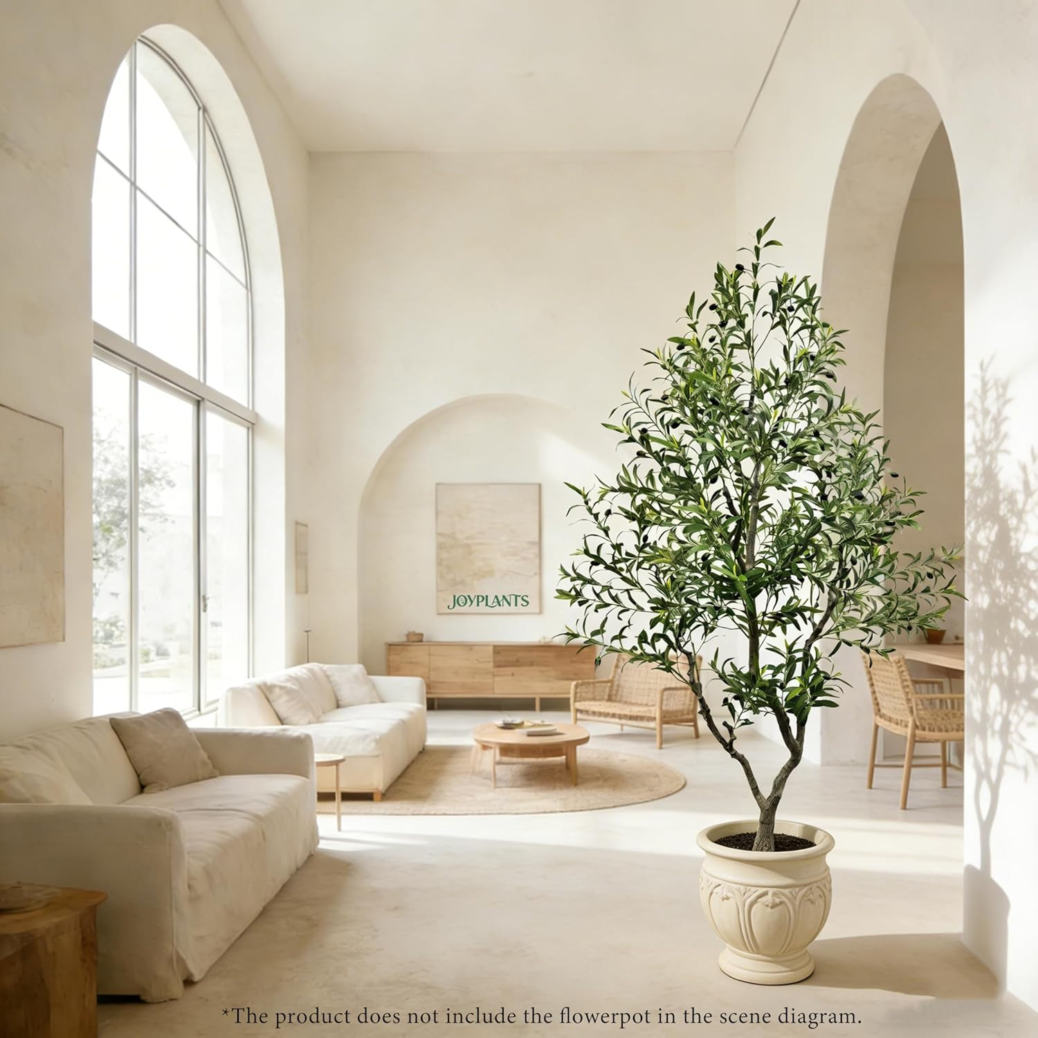 7FT Faux Olive Tree in Black Pot – UV Resistant, Realistic Indoor/Outdoor Decor