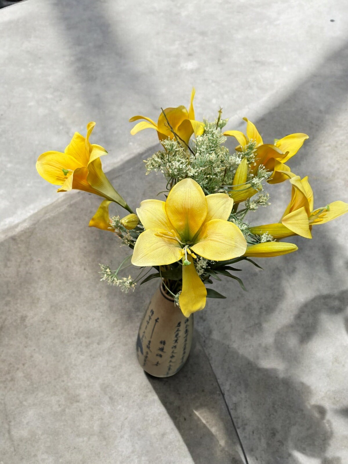 Artificial Yellow Faux Flowers In Vase Asian Home Decor Bargains Deals Sales Buy