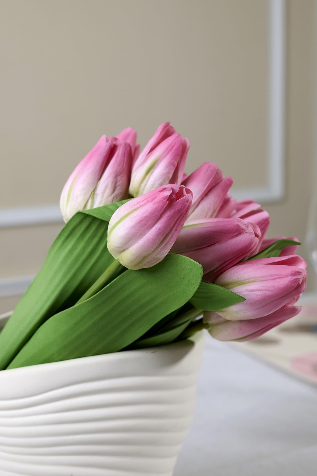 21 PCS Real Touch Artificial PU Fake Tulip Flowers Wedding Bouquet Orange