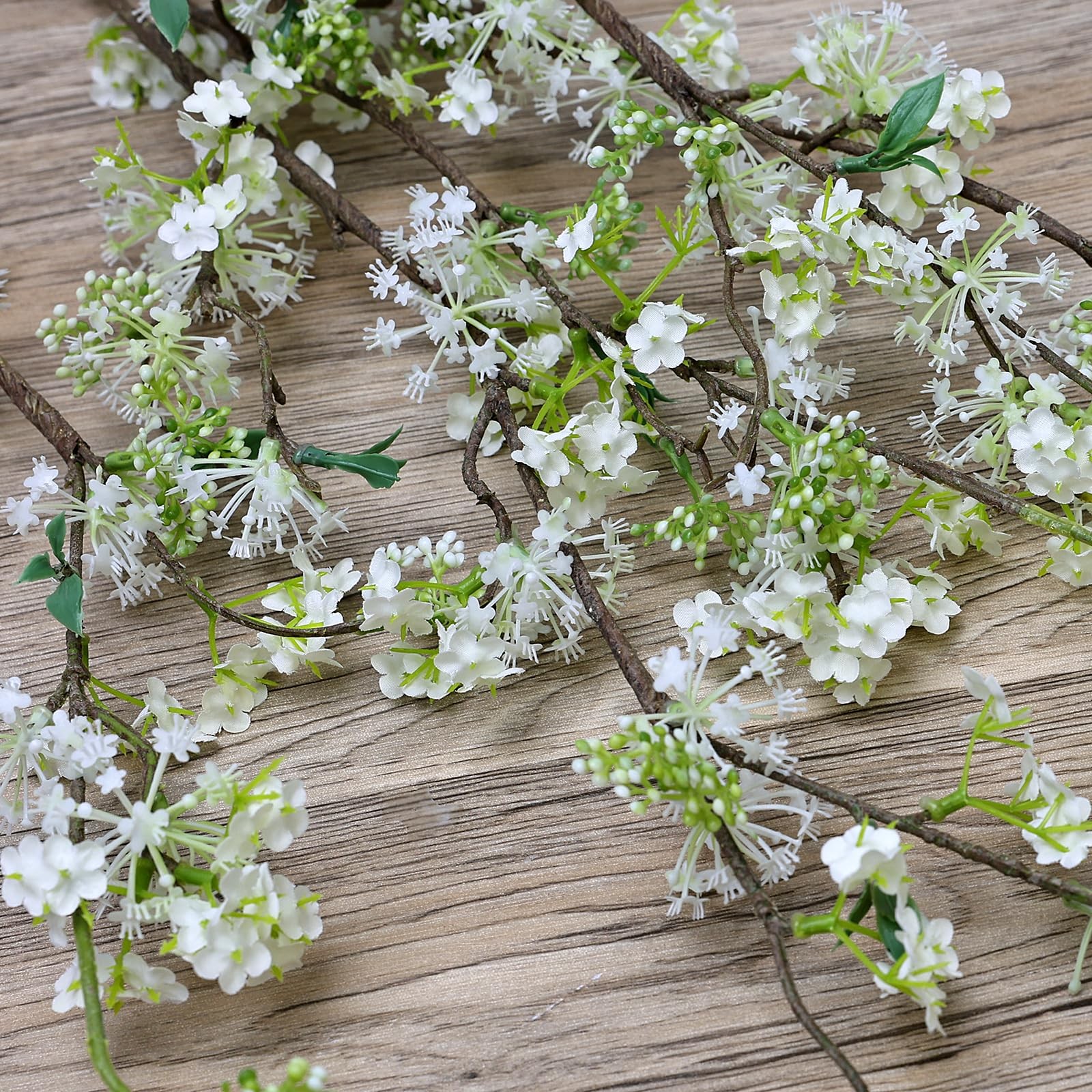 5 PCS Artificial Flowers Branches – 41 Inches Faux Snow Willow with Long Stem…