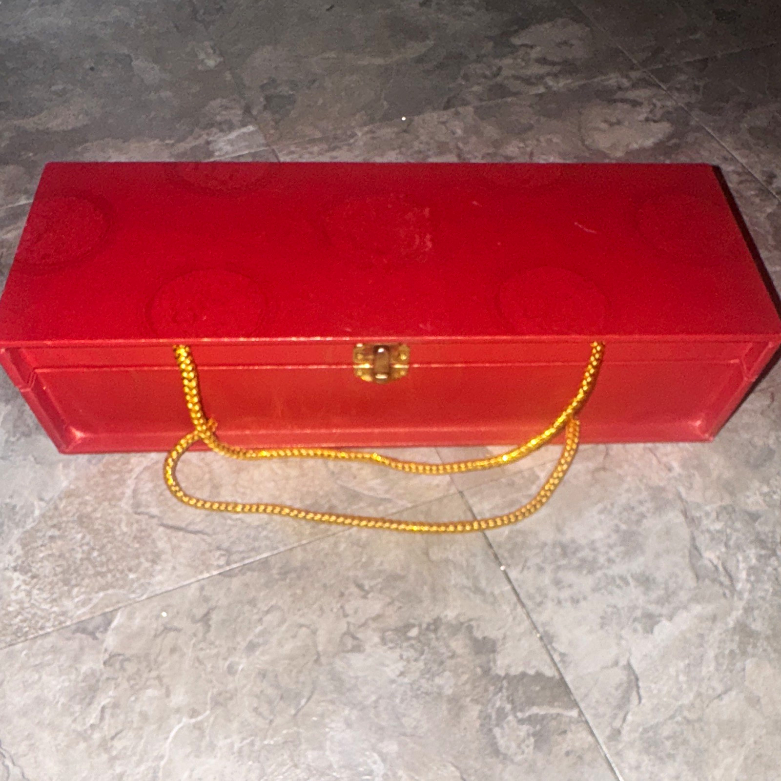 Artificial Blue Rose Flower, Gold-Tone Metal Stem in Red Gift Box