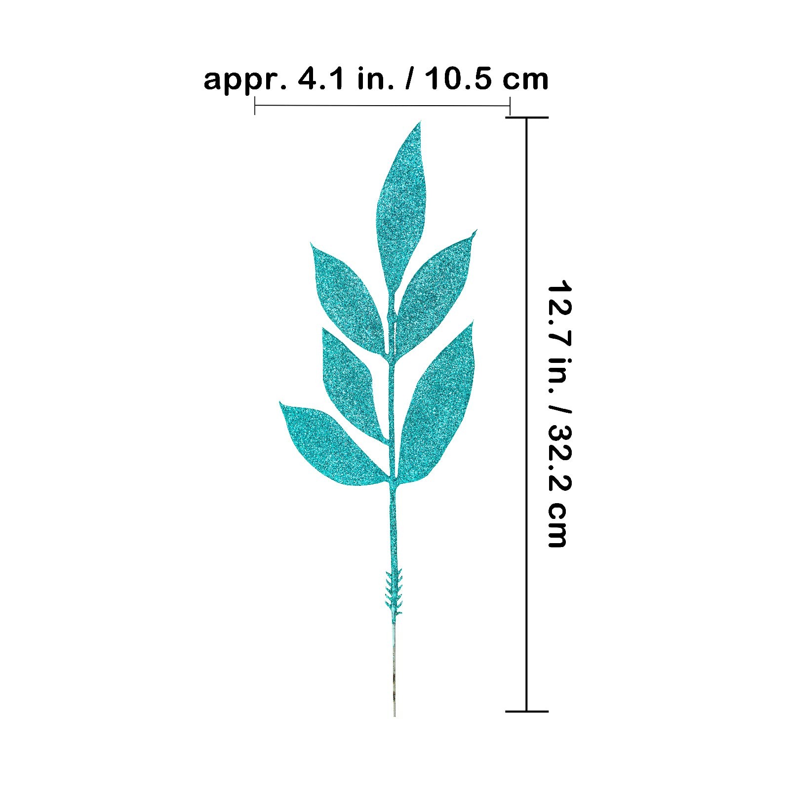 20 PCS Teal Glitter Bay Leaf Sprays Artificial Christmas Tree Picks 12.7 Inch