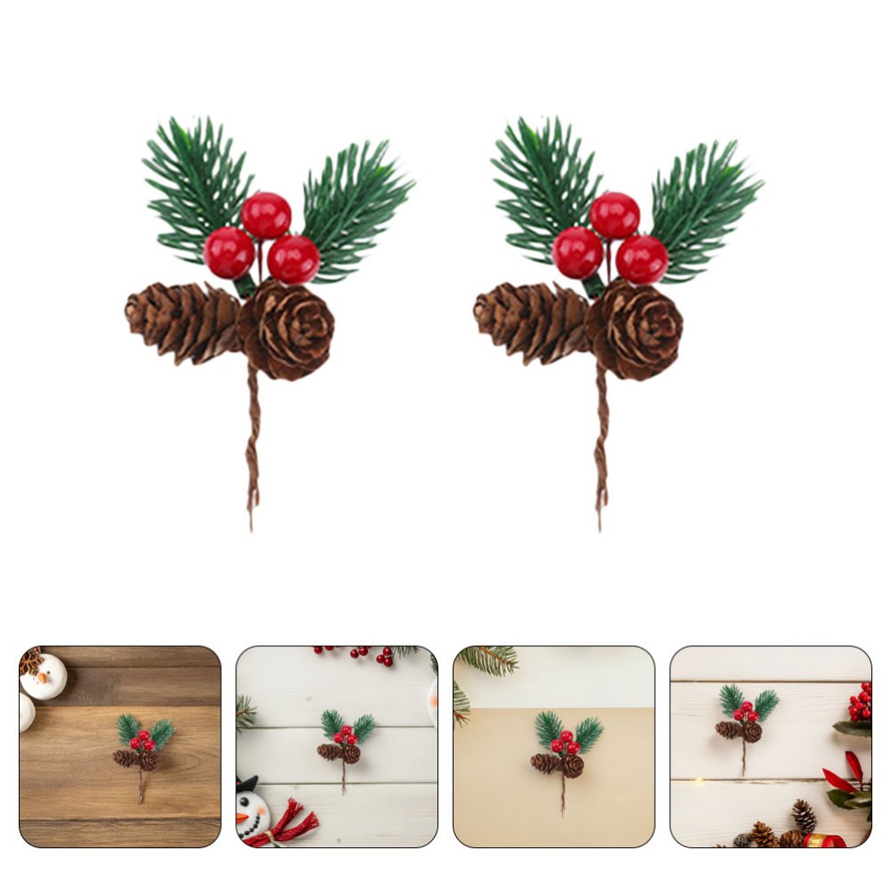 30 Pcs Artificial Pine Stems Evergreen Branches Christmas Berry Twig