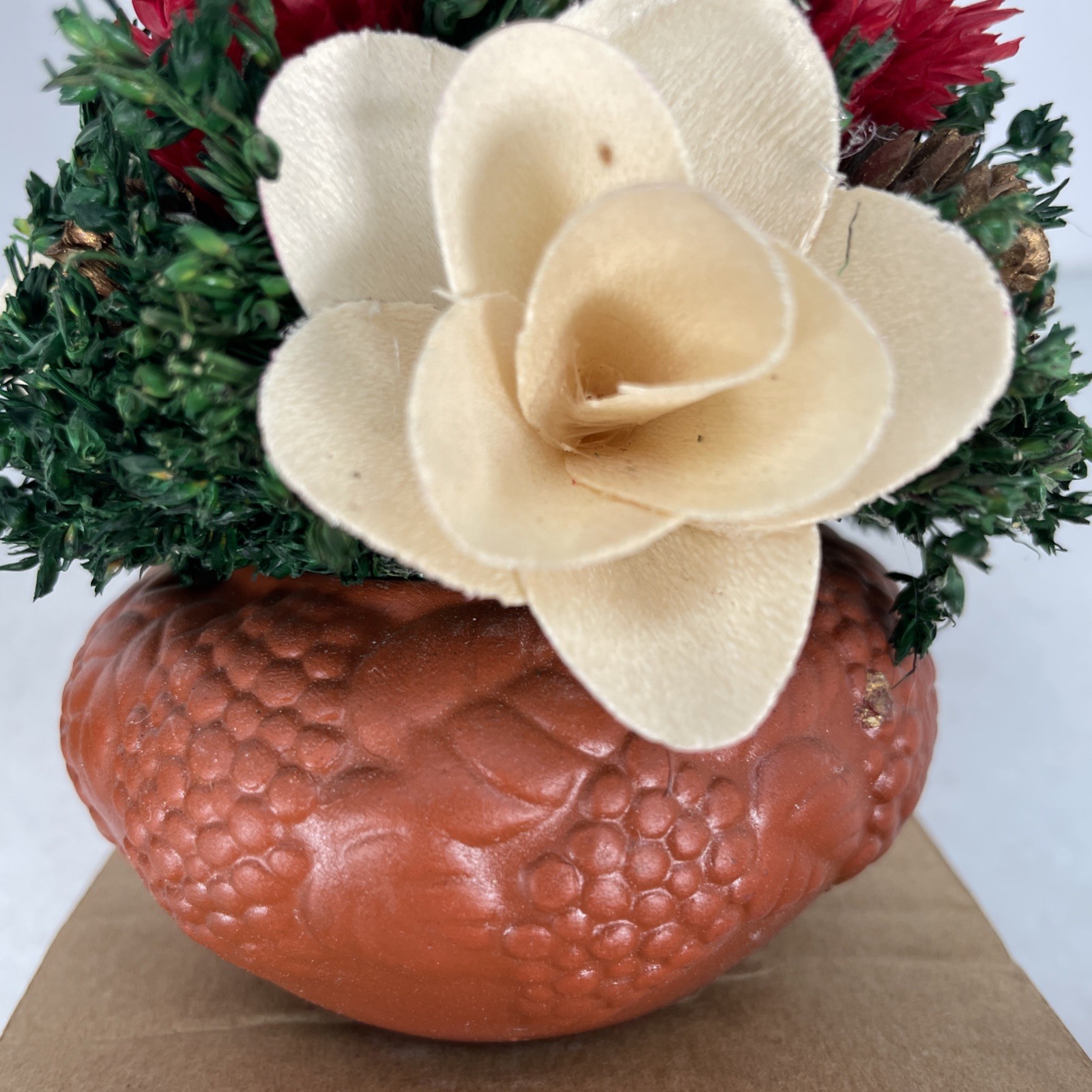 Vintage 2003 Christmas Mini Floral Arrangements Lot of 2 in Terracotta Pots New