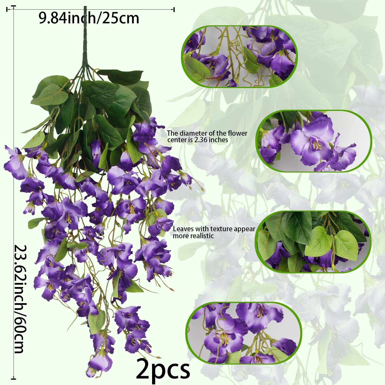 2 Pcs Fake Hibiscus Flowers Artificial Hanging Flowers Plants for Outdoors Re…