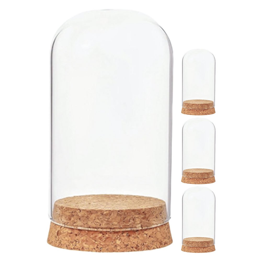 4pcs Mini Glass Dome Cloche Cover Decorative Clear Display Bell Jar