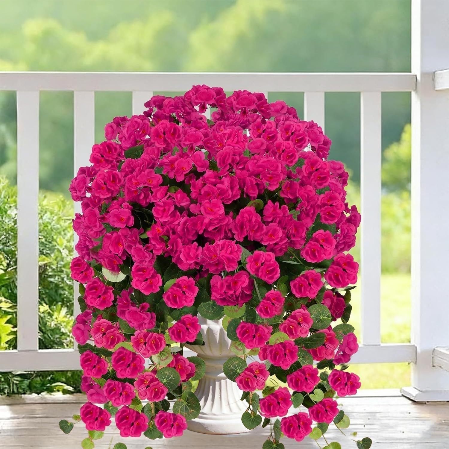 4 PCS Faux Geraniums Flowers for Outdoor Planters Artificial Hanging Flowers Spr