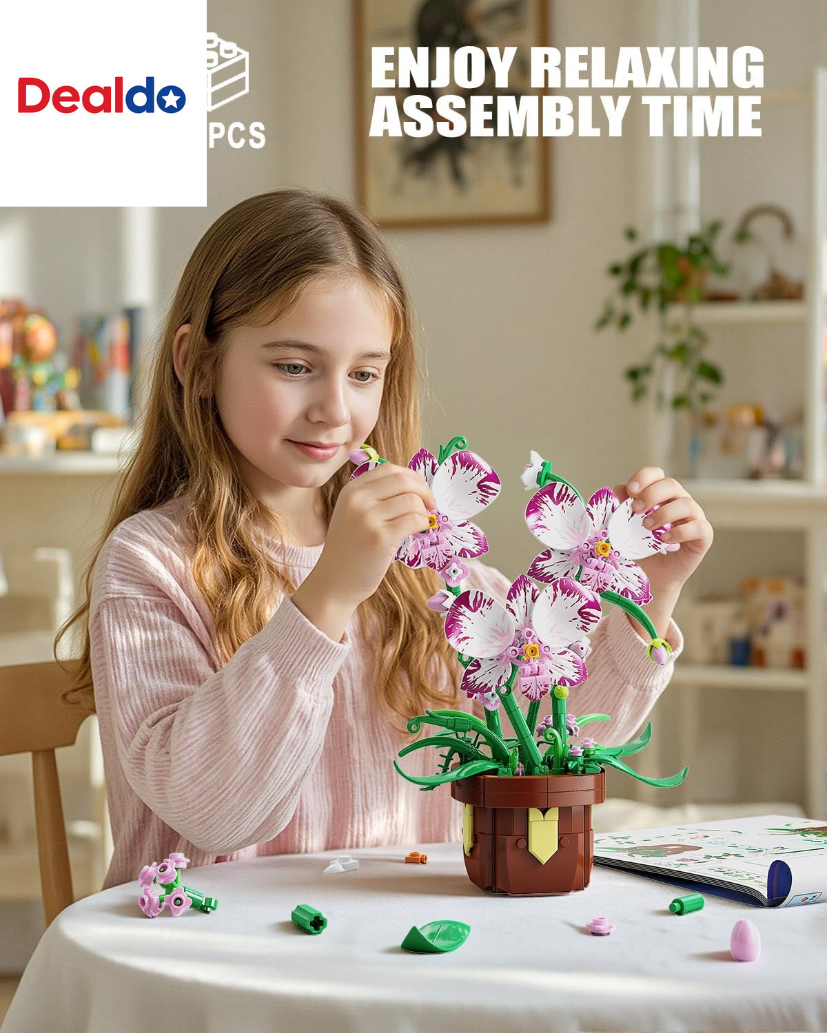 Flowers Botanicals Orchid Building Set – Artificial Flower Building Blocks for A