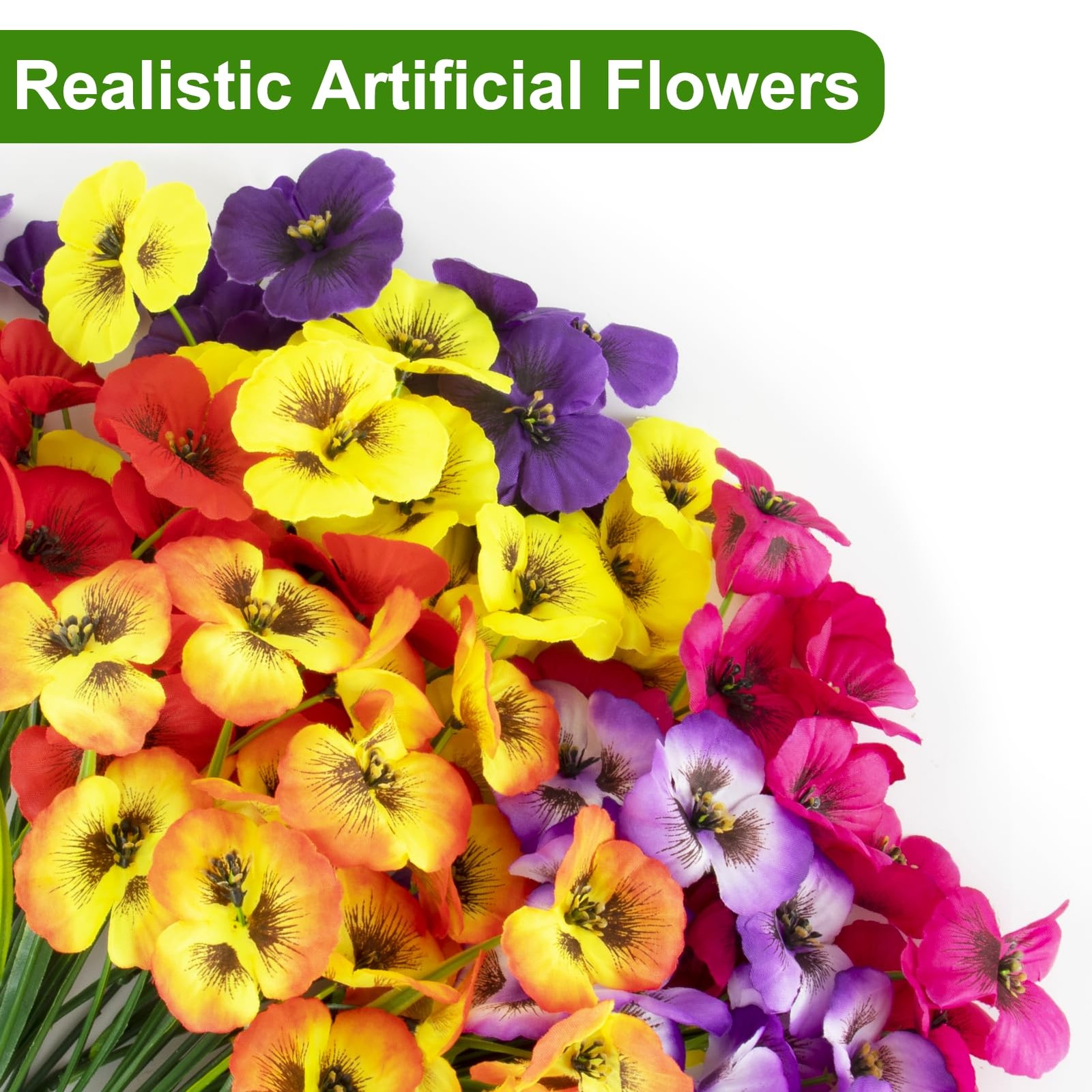 18 Bundles Artificial Flowers Outdoor Fake Flowers Pansies Faux Artificial Pl…