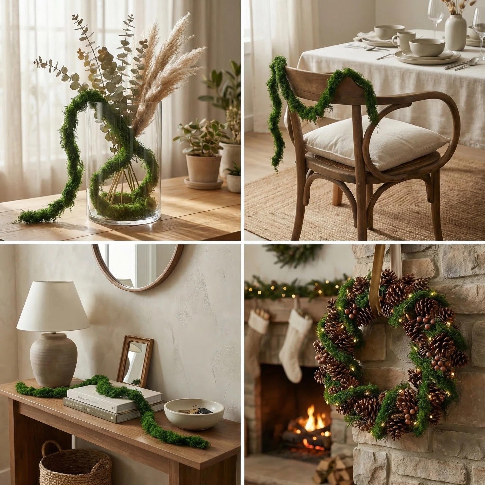 55 Inch Artificial Fake Moss Green Vines Hanging Reptile Wall Decor 2 PCS