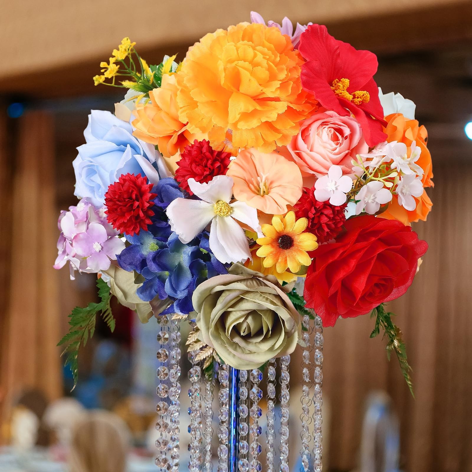 Silk Artificial Flowers Combo Set, Mixed Roses Sunflowers Daisies Hydrangeas …