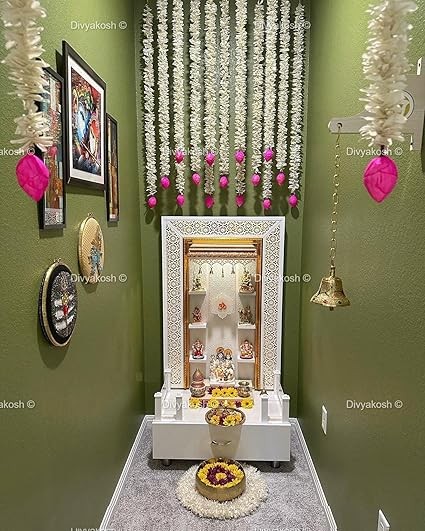 Paper Lotus Hanging 12Pc | 40 White & Pink Floral Temple Wall Decor