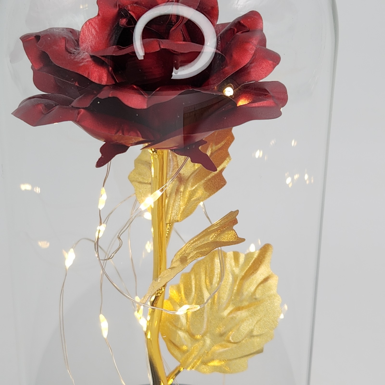 Rose In Glass Dome LED Night Light Flower Anniversaries Holidays