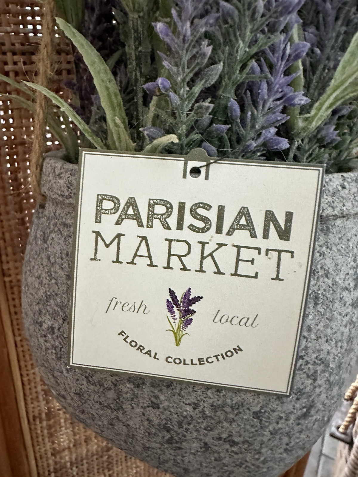 Lavender Plant Stoneware Pot Hanging Faux Lavender Flowers Decor Parisian Market