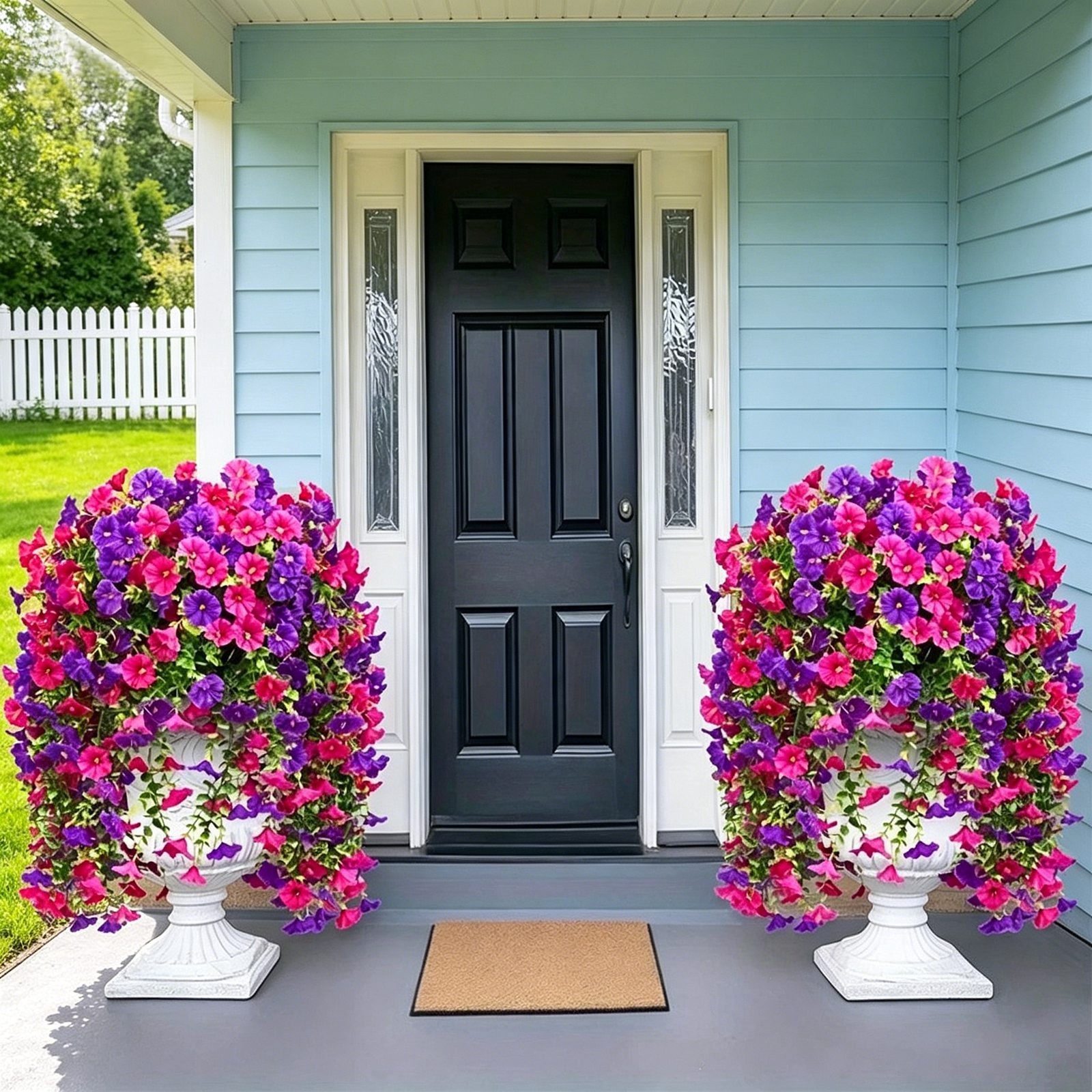 4PCS Artificial Morning Glory Vines UV Resistant Hanging Flowers Outdoor Decor