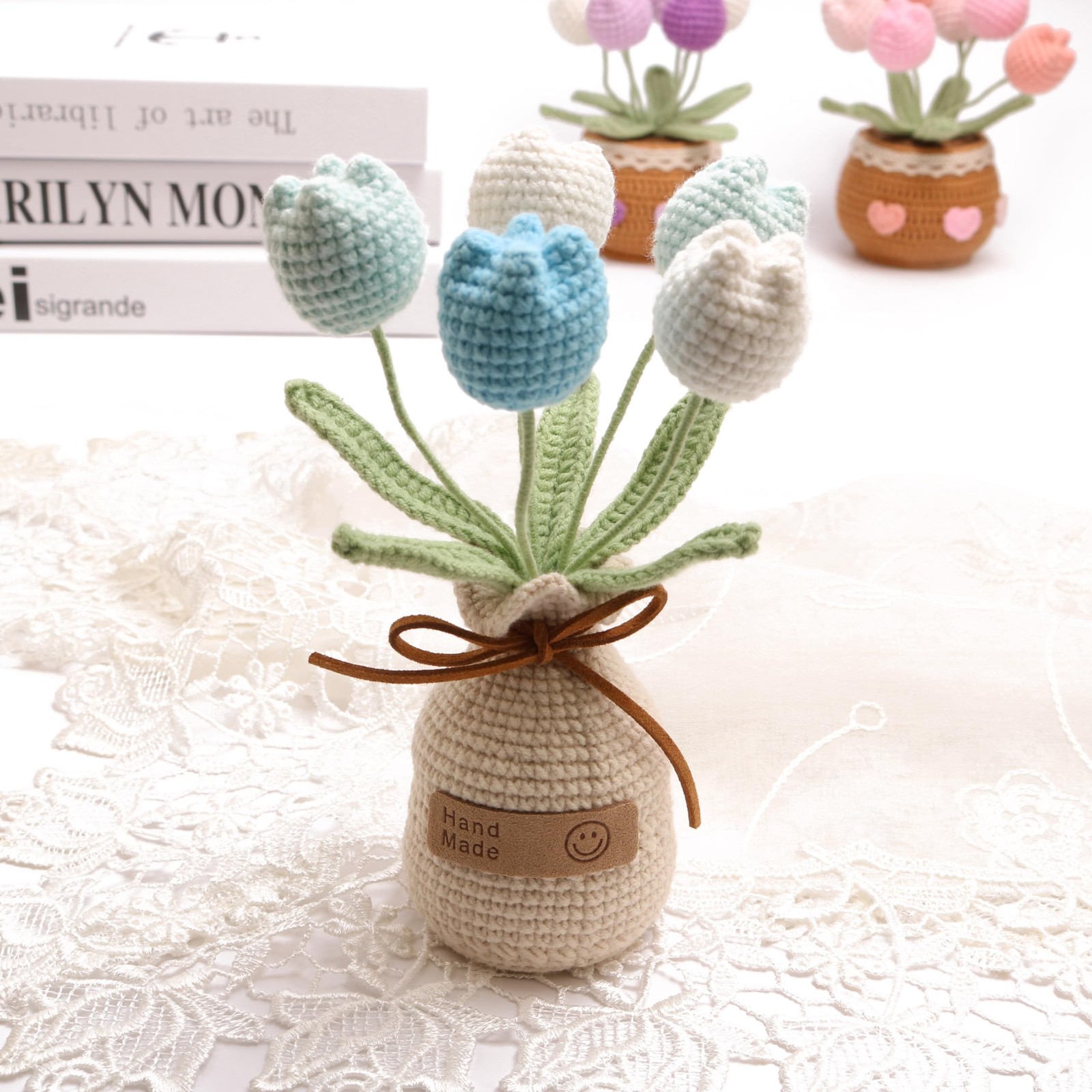 Crocheted Tulips Hand-Woven Potted Plants Permanent Tulips Used for Creative …