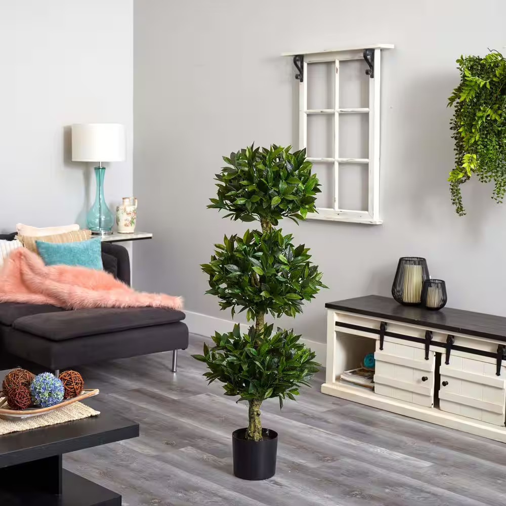 5 Ft. Artificial UV Resistant Indoor/Outdoor Triple Bay Leaf Topiary