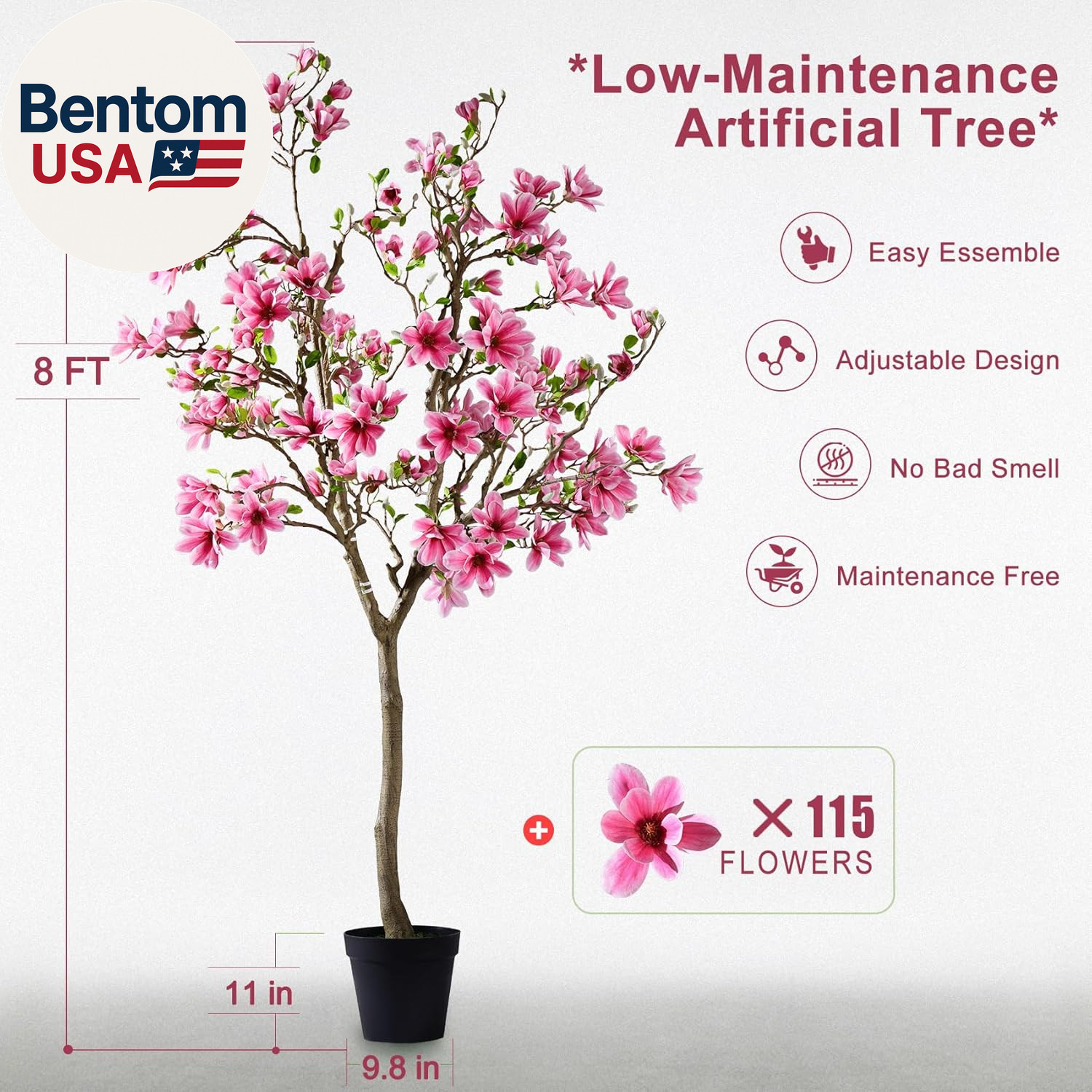 Tall Fake Magnolia Flower Tree Artificial Trees Cherry Blossom Floor Plantas Ind