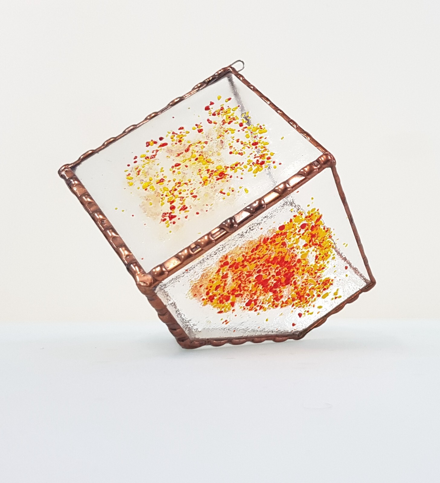 Geometric Terrarium Stained Glass, Cube Glass Planter, Home Decor Gardening Gift