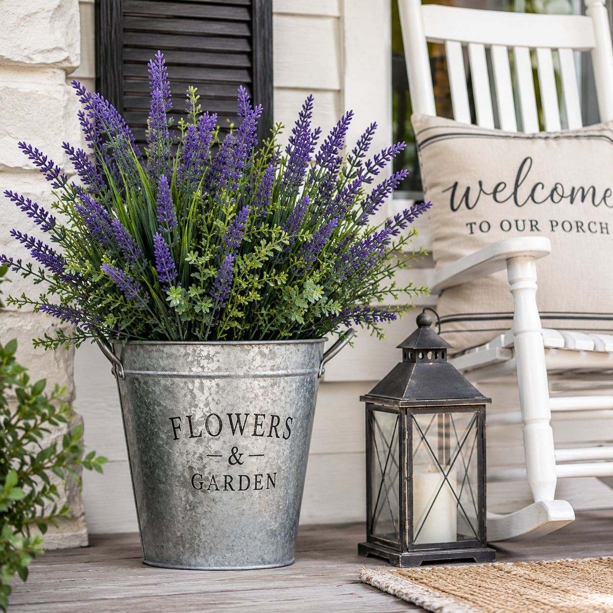 UV Resistant Faux Lavender Bunches Set of 2 Artificial Lavender Flowers Farmhous