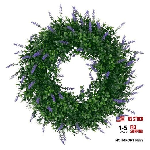 17″ Spring Summer Wreath for Door Green Boxwood Wreath Greenery Hanging