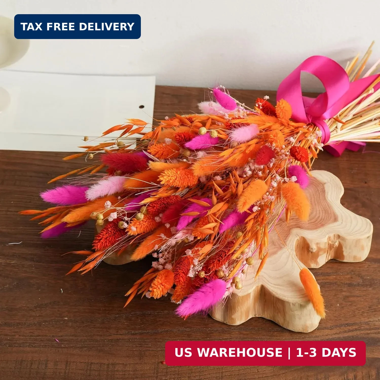Boho Dried Flower Bouquet for Vase 17″ – Pampas Grass & Preserved Flowers Arrang