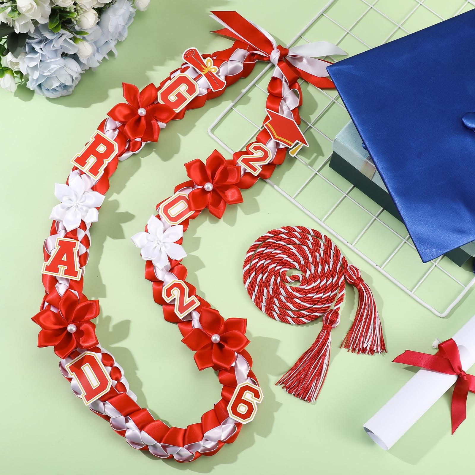 Graduation Ribbon Lei Class of 2026 Grad Lei Kit Graduation Double Braided Ne…
