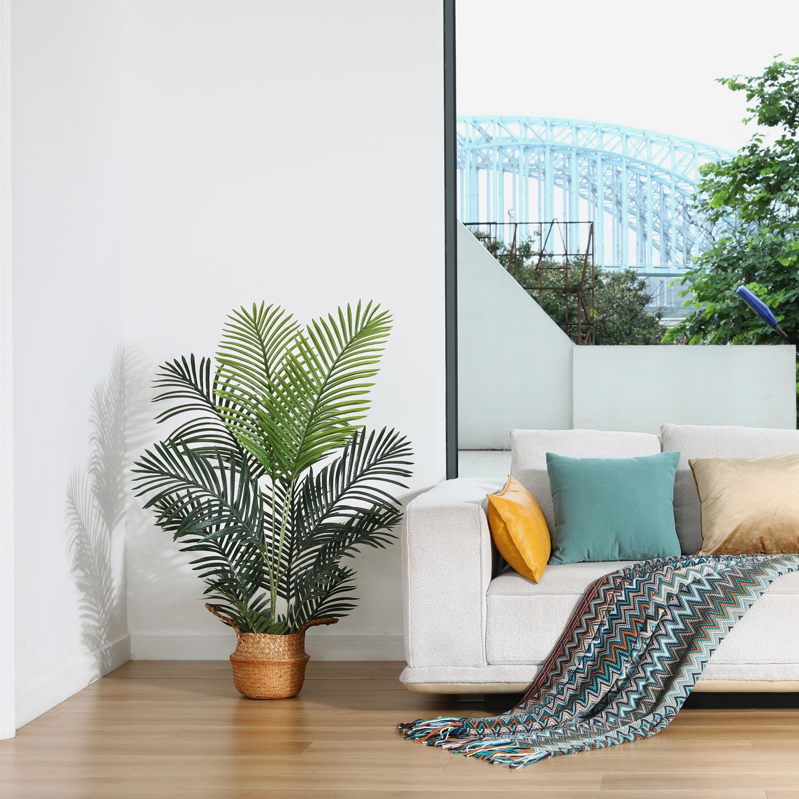 4 Feet Artificial Majestic Palm in Pot for Indoor Outdoor Home Office