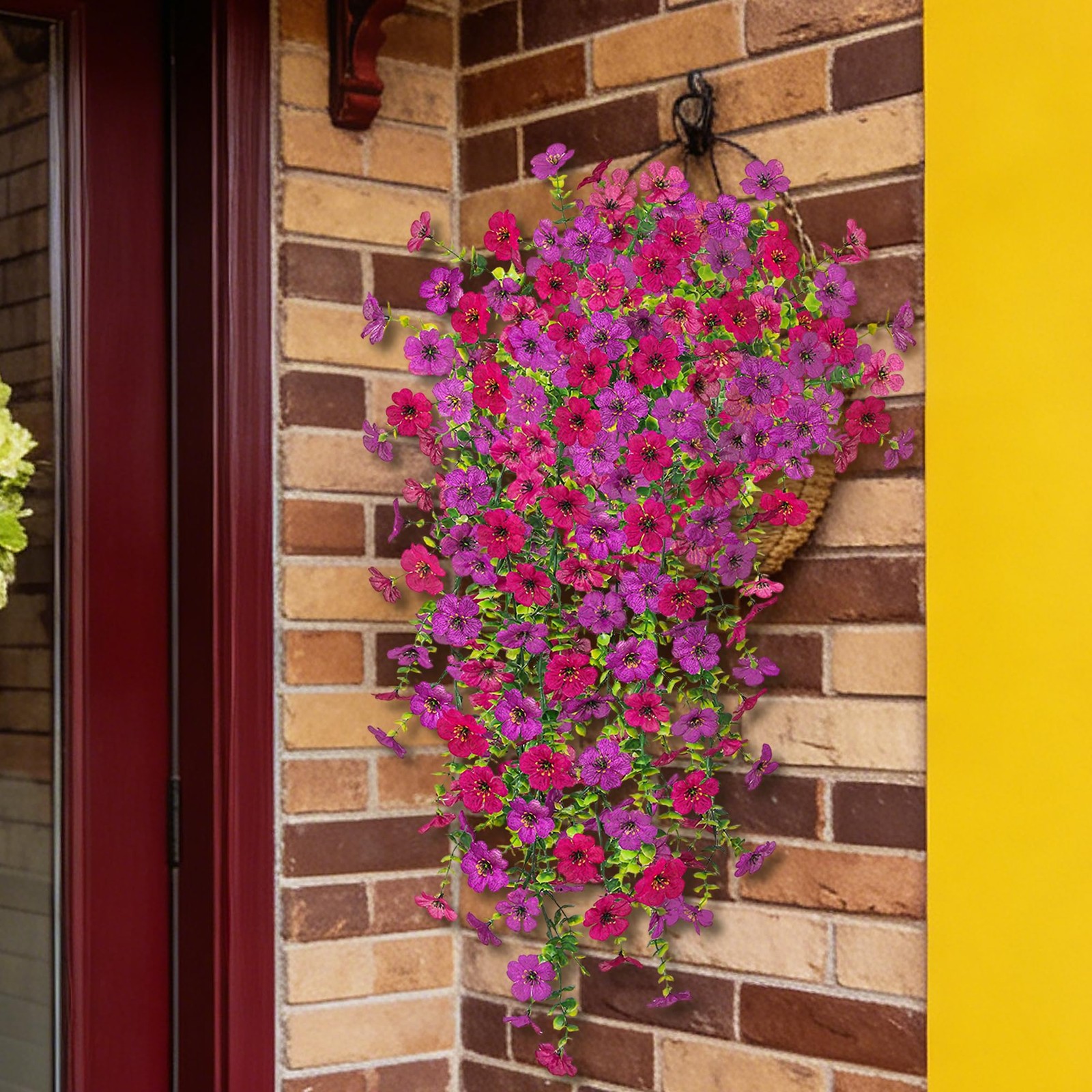 Ammyoo 2Pcs Fake Hanging Flowers for Outdoor Decoration Artificial Hanging Fl…