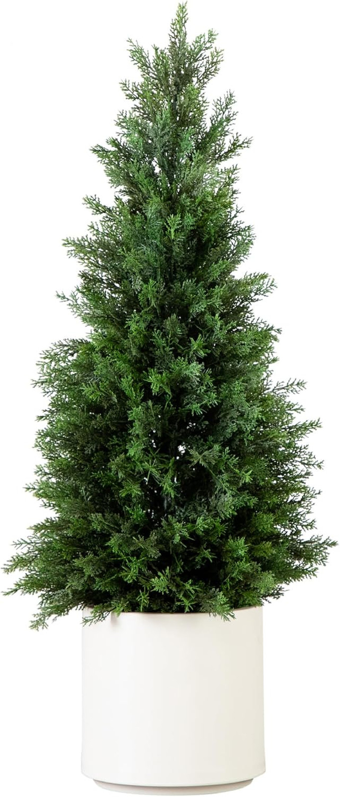3FT UV Resistant Faux Cedar Tree in White Planter for Indoor/Outdoor Decor