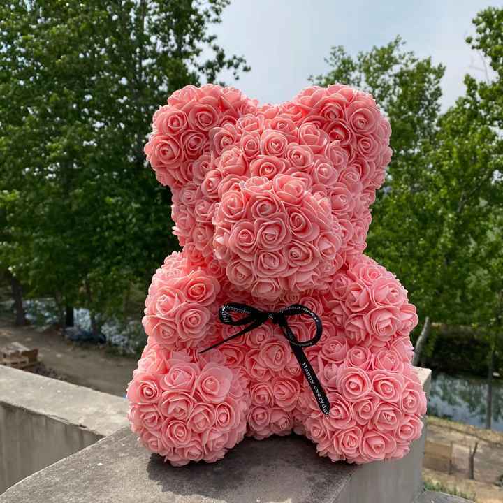 Valentine’s Teddy Bear Gift Set: Artificial Foam Bears with Roses in a Box