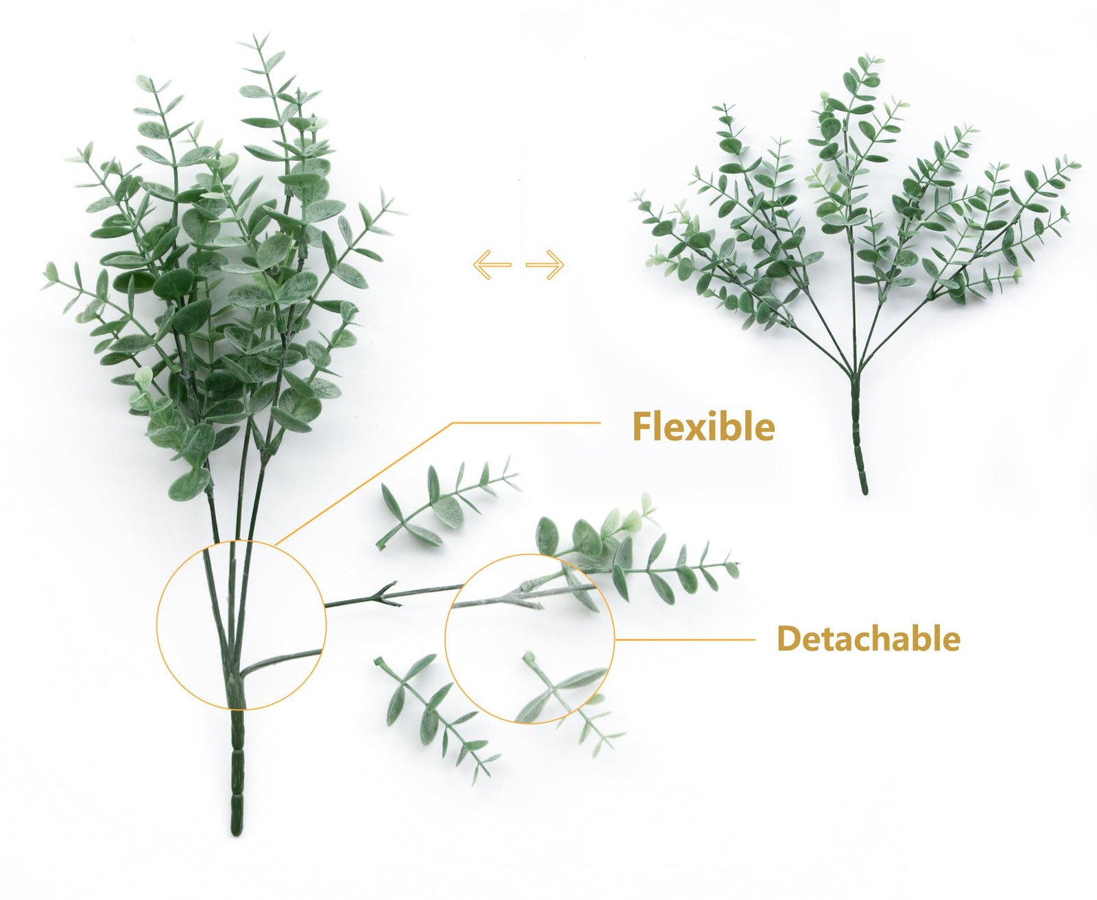 5Pcs Artificial Eucalyptus Stems，Artificial Greenery Fake Dust Frosted Eucaly…