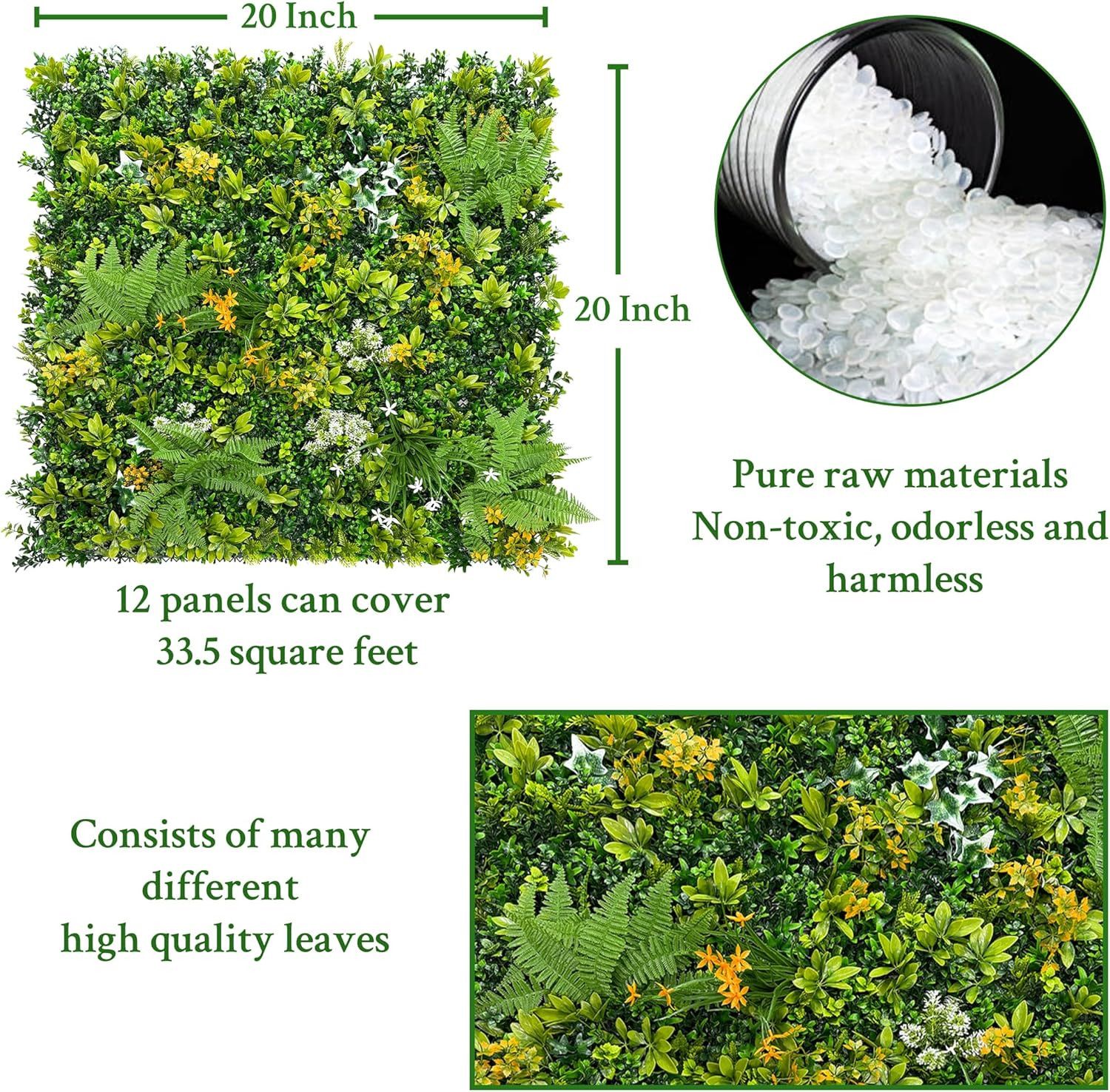 20″x20″ Artificial Boxwood Hedge Panels – UV-Resistant Privacy Screen Decor