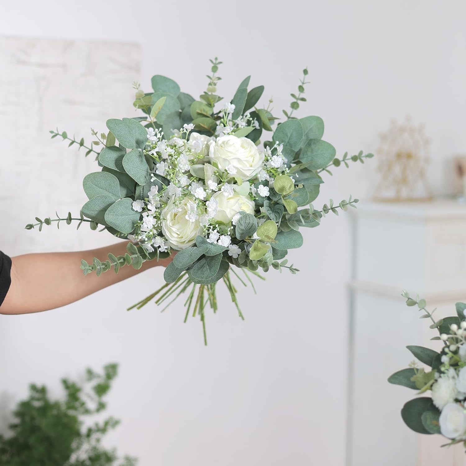 Eucalyptus Stems and Mixed Flowers 110 Pcs Realistic Greenery for Arrangements