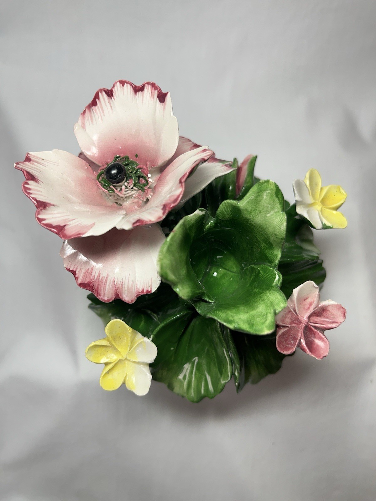 Vtg NUOVA CAPODIMONTE Flower Basket Candle Holder F.lli Savastano – NA Italy