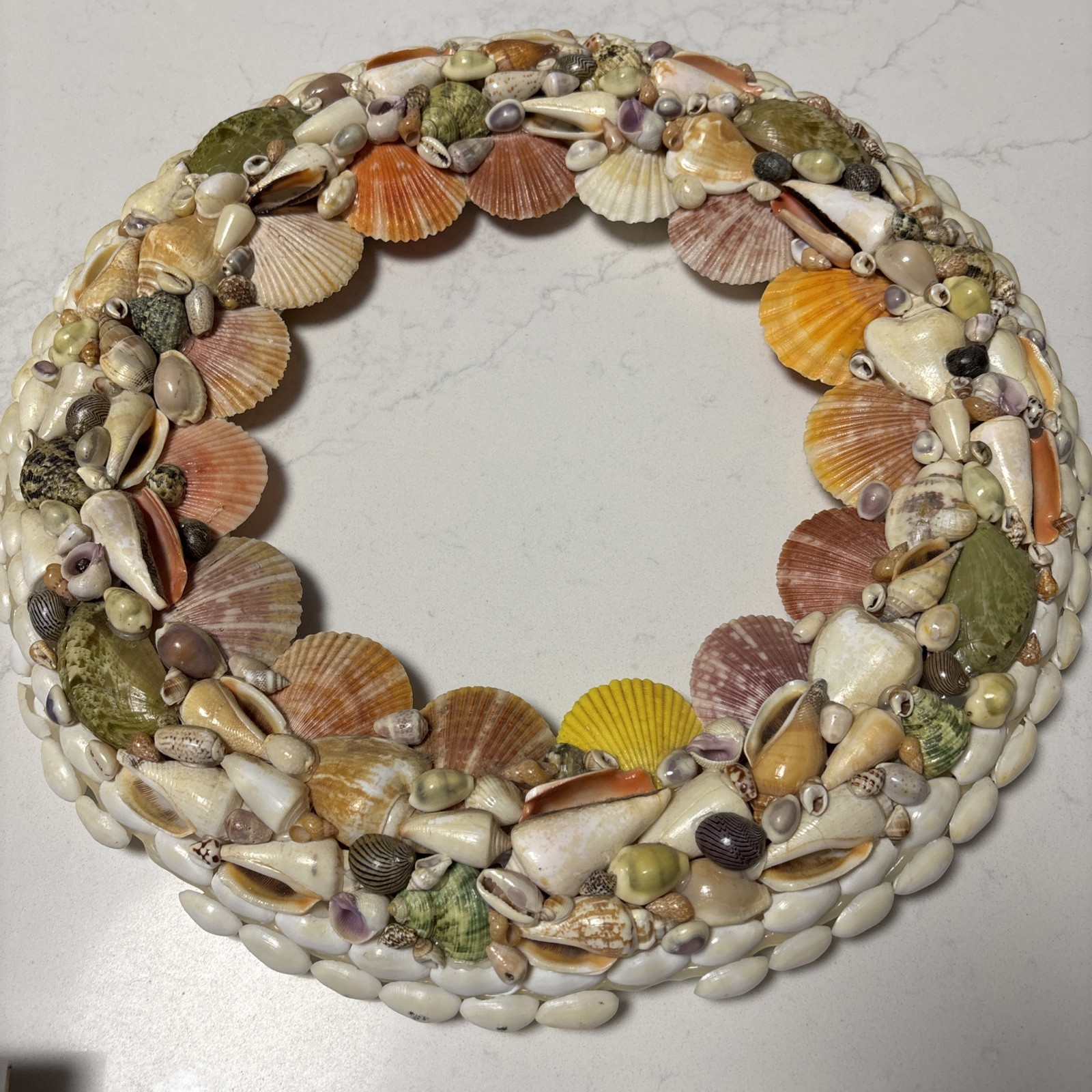 Handcrafted Sea Shell Wreath 14”Beach Seashore Coastal Decor Beautiful Vintage