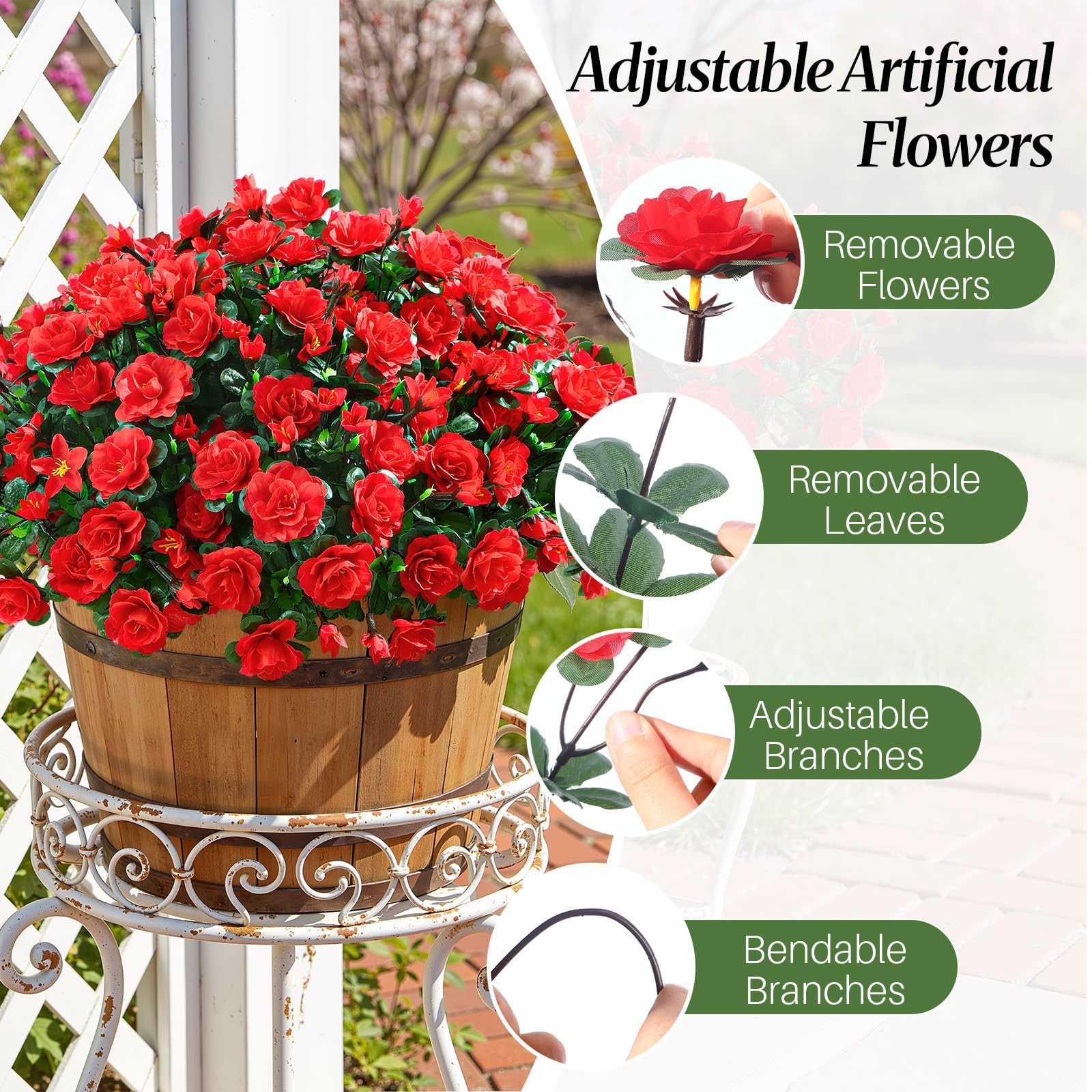 8 Large Bundles Artificial Flowers for Outdoors Spring Decoration, UV Resista…